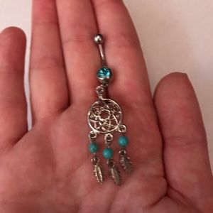 Dream catcher blue belly ring